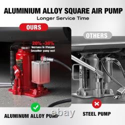 Pneumatic Air Hydraulic Bottle Jack with Manual Hand Pump, 20 Ton, Red