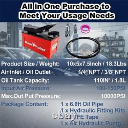 Red Air Hydraulic Pump 10,000 PSI 1.7L Reservoir, NPT 3/8 Oil Outlet, 2x6.5