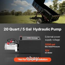 Uimoso 20 Quart Hydraulic Pump DC 12V Single Acting for Dump Trailers