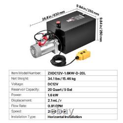 Uimoso 20 Quart Hydraulic Pump DC 12V Single Acting for Dump Trailers