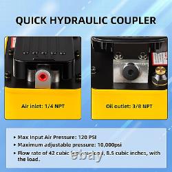 VEPURLT Air Hydraulic Pump 10,000PSI, Air Hydraulic Foot Pump 1/2 Gal Reservoir