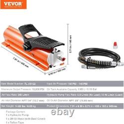 VEVOR 10,000PSI Air Hydraulic Pump, 0.18 Gal Reservoir, NPT 3/8 in Oil Orange