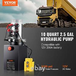 VEVOR 10 Quart Double Acting Hydraulic Pump 12V for Dump Trailer Folklift 2.1HP