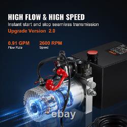 VEVOR 10 Quart Double Acting Hydraulic Pump 12V for Dump Trailer Folklift 2.1HP