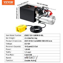 VEVOR 10 Quart Double Acting Hydraulic Pump 12V for Dump Trailer Folklift 2.1HP
