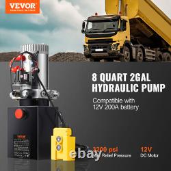 VEVOR 8 Quart Hydraulic Pump Single Acting Dump Trailer Pump Power Unit DC 12V