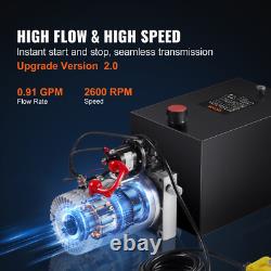 VEVOR 8 Quart Hydraulic Pump Single Acting Dump Trailer Pump Power Unit DC 12V