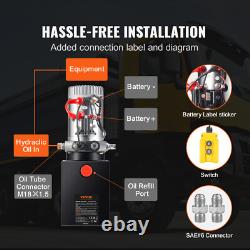 VEVOR 8 Quart Hydraulic Pump Single Acting Dump Trailer Pump Power Unit DC 12V