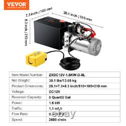 VEVOR 8 Quart Hydraulic Pump Single Acting Dump Trailer Pump Power Unit DC 12V