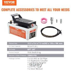 VEVOR Air Hydraulic Pump, 10,000 PSI 1/2 Gal Reservoir, NPT 3/8 Oil Outlet, NPT