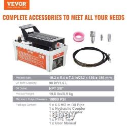 VEVOR Air Hydraulic Pump, 10,000 PSI 1/2 Gal Reservoir, NPT 3/8 Oil Outlet, NPT