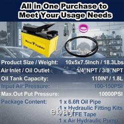Yellow Air Hydraulic Pump 10,000 PSI 1.7L Reservoir, NPT 3/8 Oil Outlet, 2x6.5